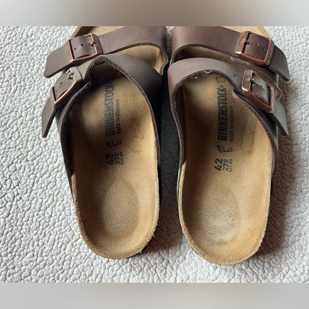 BIRKENSTOCK ARIZONA BROWN LEATHER SANDALS WOMENS 11 / 42 - Picture 2 of 7